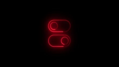 Neon Red Toggle Switch Icon on Black Background.Glowing on and off switch s.. Stock Footage 340486507