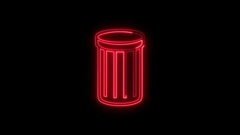 Neon red trash can drawing animation on black background seamless loop. Stock-Footage 337330445