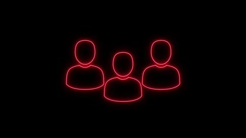 Neon red user group animation glowing icons representing social media conne.. Stock Footage 345549780