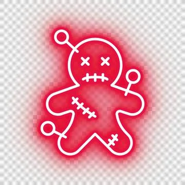 Neon red voodoo doll icon Stock Illustration