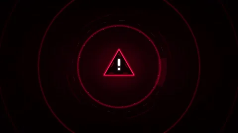 Neon red warning sign hud interface digital alert animation for cybersecuri.. Stock Footage 337562072