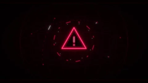 Neon red warning sign hud interface digital alert motion background, cautio.. Stock Footage 337562074