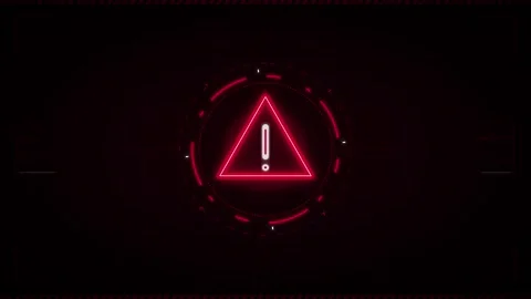 Neon red warning sign hud interface motion for cybersecurity and system ale.. Stock Footage 337562124