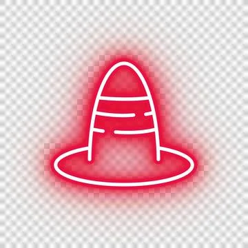 Neon red witch hat icon Stock Illustration