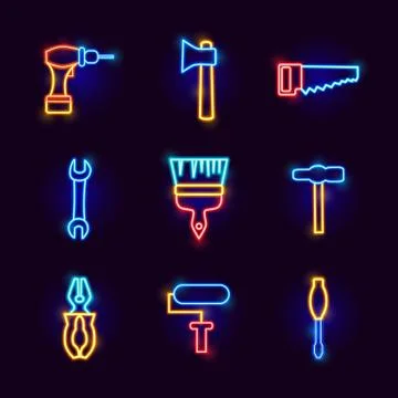 Neon Repair Tools Stock-Illustration