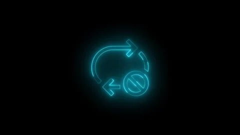 Neon repeat off icon glowing black background animation Stock Footage 289562429
