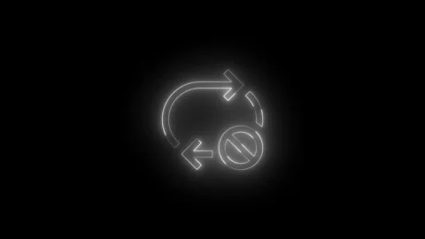 Neon repeat off icon glowing black background animation 库存影片 289562535