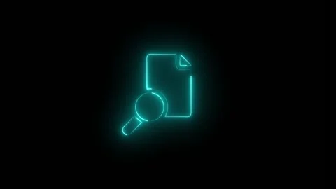 Neon research document icon animation isolated on black background Stock Footage 322061304
