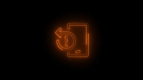 Neon reset device icon glowing black background animation Stock Footage 289562632