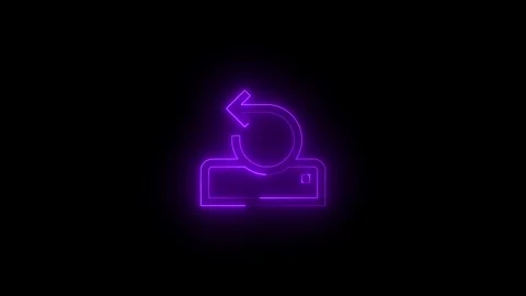 Neon reset drive icon glowing black background animation Видео 289562772