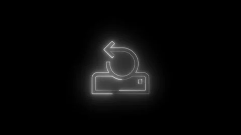 Neon reset drive icon glowing black background animation 動画素材 289562791