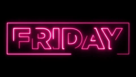 Neon Retro Animated Text FRIDAY  Glowing Pink Line Animation Stock Footage 333134372