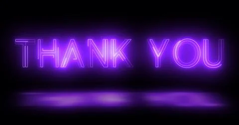Neon retro style trendy Thank You text animation in a dark background for T.. Stock Illustration