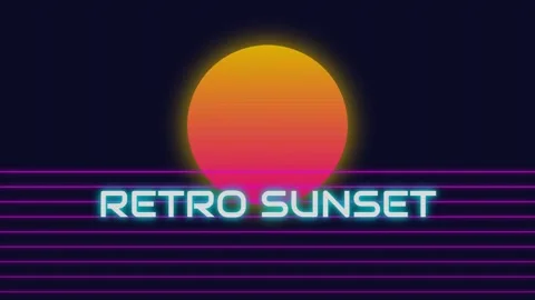 Neon retro sunset background with vibrant synthwave vaporwave graphic Stock Footage 336880107
