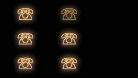 Neon retro telephone pattern in rows with pulsing light Stock Footage 232842616