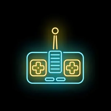 Neon retro video game controller outline icon Stock Illustration