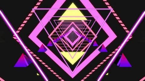 Neon Retro VJ Loop - 4K - Tunnel Stock Footage 106453604
