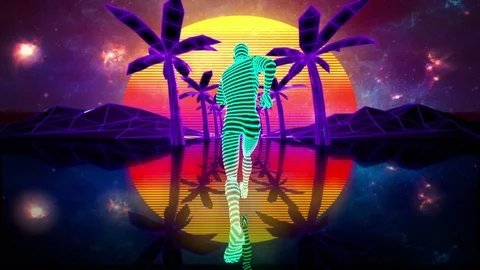 Neon Retro VJ Loop Stock Footage 106455616