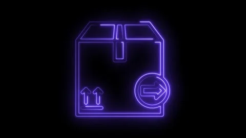 Neon return package icon animation delivery tracking shipping symbol with a.. Stock Footage 315960921