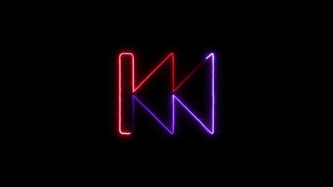 Neon rewind glowing icon in red and purple on black background Stock Footage 334735642