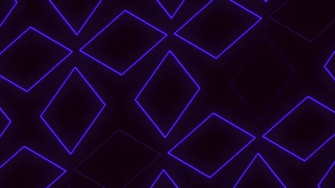 Neon rhombus grid background with glowing purple lines on dark futuristic wall Stock Footage 334140451