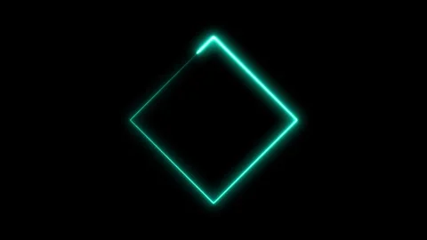 Neon rhombus shape animation on black background. Видео 332089925