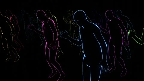Neon Rhythms: Dancing Silhouettes VJ Loop Stock-Footage 270361970