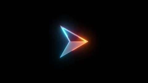 Neon right cursor arrow icon brown cyan color glowing animated black background Stock Footage 274575519