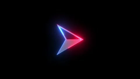 Neon right cursor arrow icon blue red color glowing animated black background Stock Footage 274575520