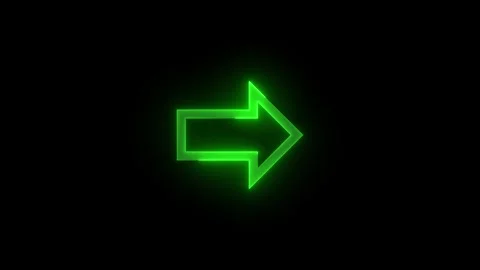 Neon right direction arrow icon glowing neon green color animation Stock Footage 274574779