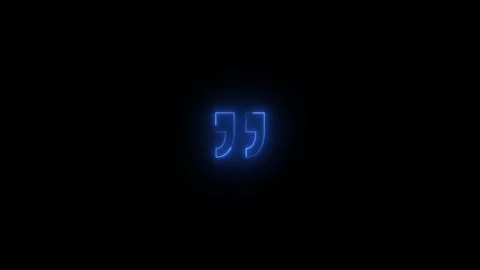 Neon right double quote icon glowing black background animation Vídeo Stock 285528534
