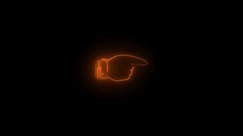 Neon right pointing index icon glowing black background animation Stock-Footage 289563174