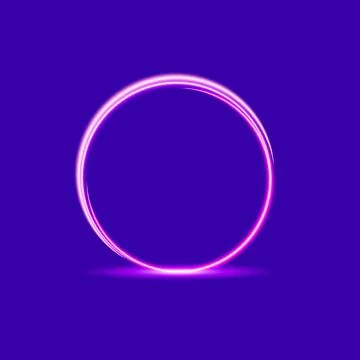 Neon ring circle frame glowing light effect background Stock Illustration