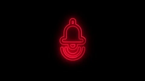 Neon ringing bell animation with glowing red Stock Footage 328385469