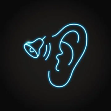 Neon ringing in ears icon Stock Illustration