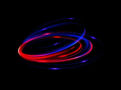 Neon rings set. Vector illustration of neon rings on dark background. Abstr.. Stock Illustration