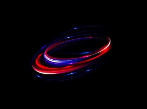 Neon rings set. Vector illustration of neon rings on dark background. Abstr.. Stock Illustration