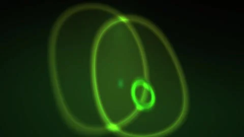Neon Rings Spinning Fast over Dark Background Glowing Green Circle Loop Ani.. Stock Footage 345372582