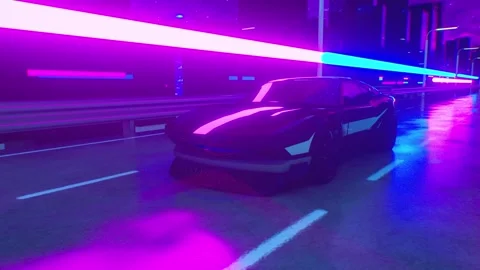 Neon Road Retro Driving Loop 库存影片 292292448