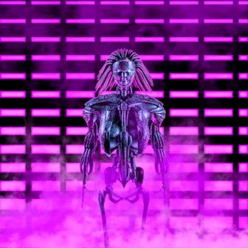 The neon robot princess Illustrazione stock