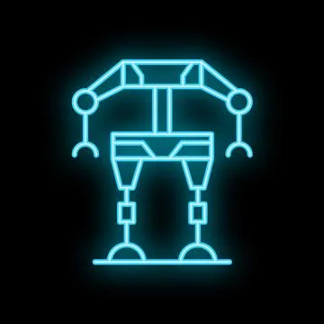 Neon robot standing with claws outstretched Stock Illustration
