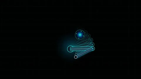 Neon robotic arm moving back and forth against dark background digital moti.. Video stock 345277040