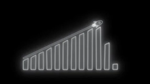 Neon Rocket Ascending Bar Graph Animation, Animated Business Growth Chart, .. Stock Footage 311713848