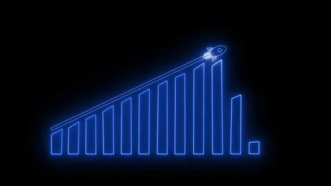 Neon Rocket Ascending Bar Graph Animation, Animated Business Growth Chart, .. Stock Footage 311713872