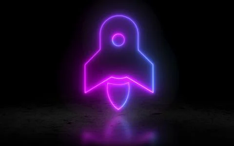 Neon rocket icon Stock Illustration