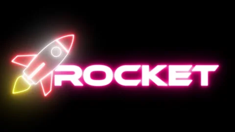 Neon rocket lights, shop decoration neon shop neon lights shaped space rock.. Stock Footage 245449980