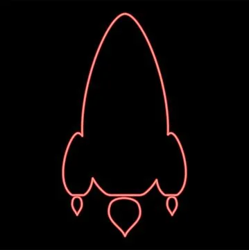 Neon rocket red color vector illustration flat style image Stock Illustration