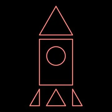 Neon rocket red color vector illustration flat style image Stock Illustration