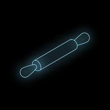 Neon rolling pin shining on dark background Stock Illustration