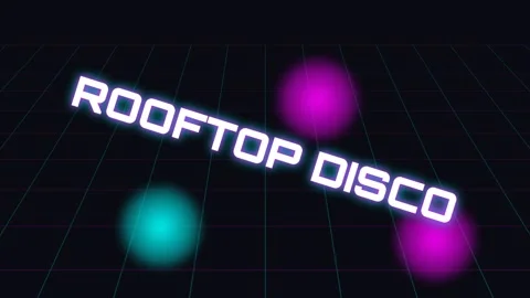 Neon Roolftop Disco Graphics Background - Retro Synth Wave Party Vibe Stock Footage 337501199